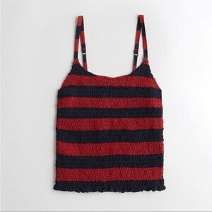 Hollister red & blue smocked crop tank top